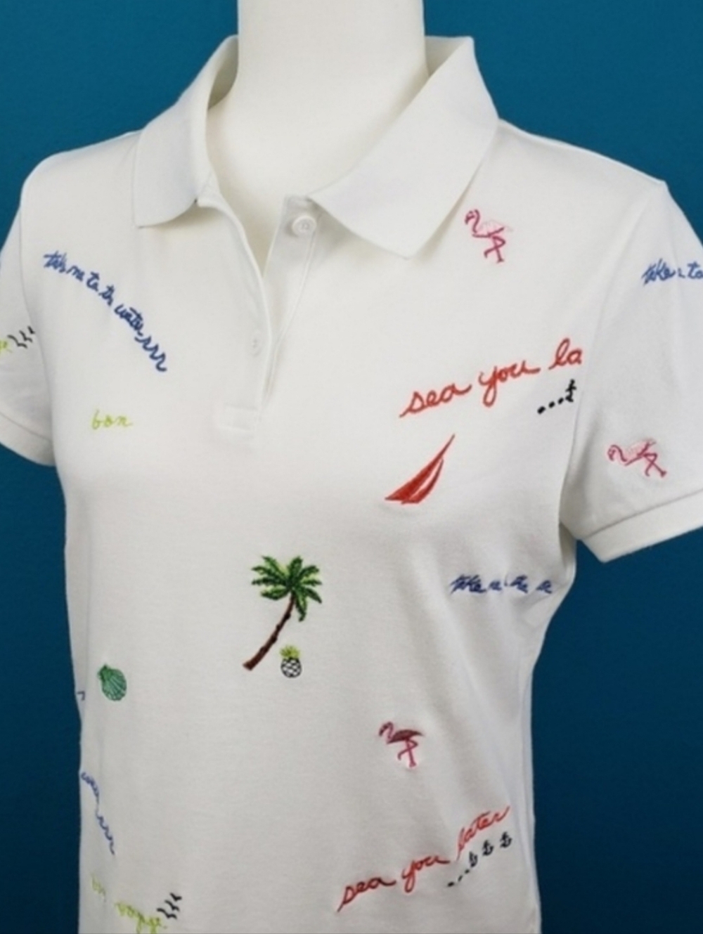 🆕️ 🌴 NAUTICA Embroidered Sea and Sun Polo Shirt // (NWT)